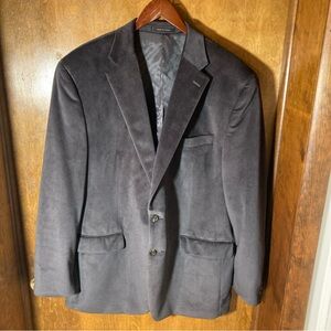 Chaps Men’s 44L Gray Herringbone Velour/Velvet Blazer Sport Coat